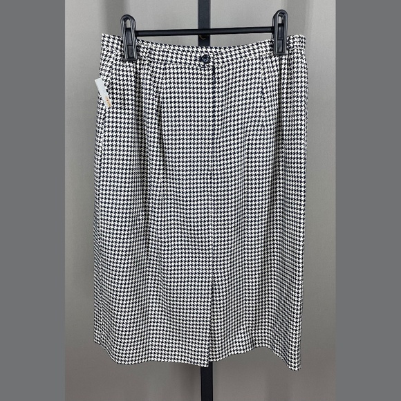 NEW Talbots Skirt Womens 8 petite black houndstooth classic preppy - Picture 7 of 9